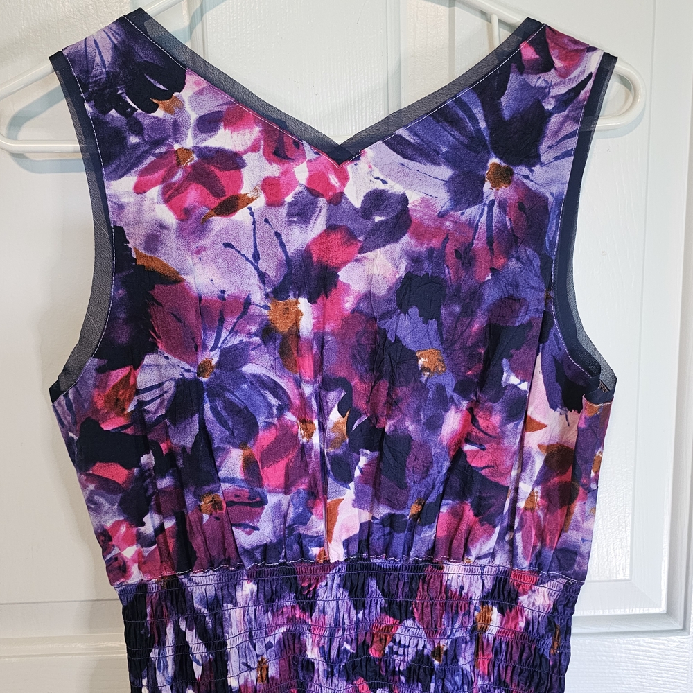 Simply Vera Vera Wang Purple and Pink Floral Midi Dress Women's Sz M - Picture 11 of 14